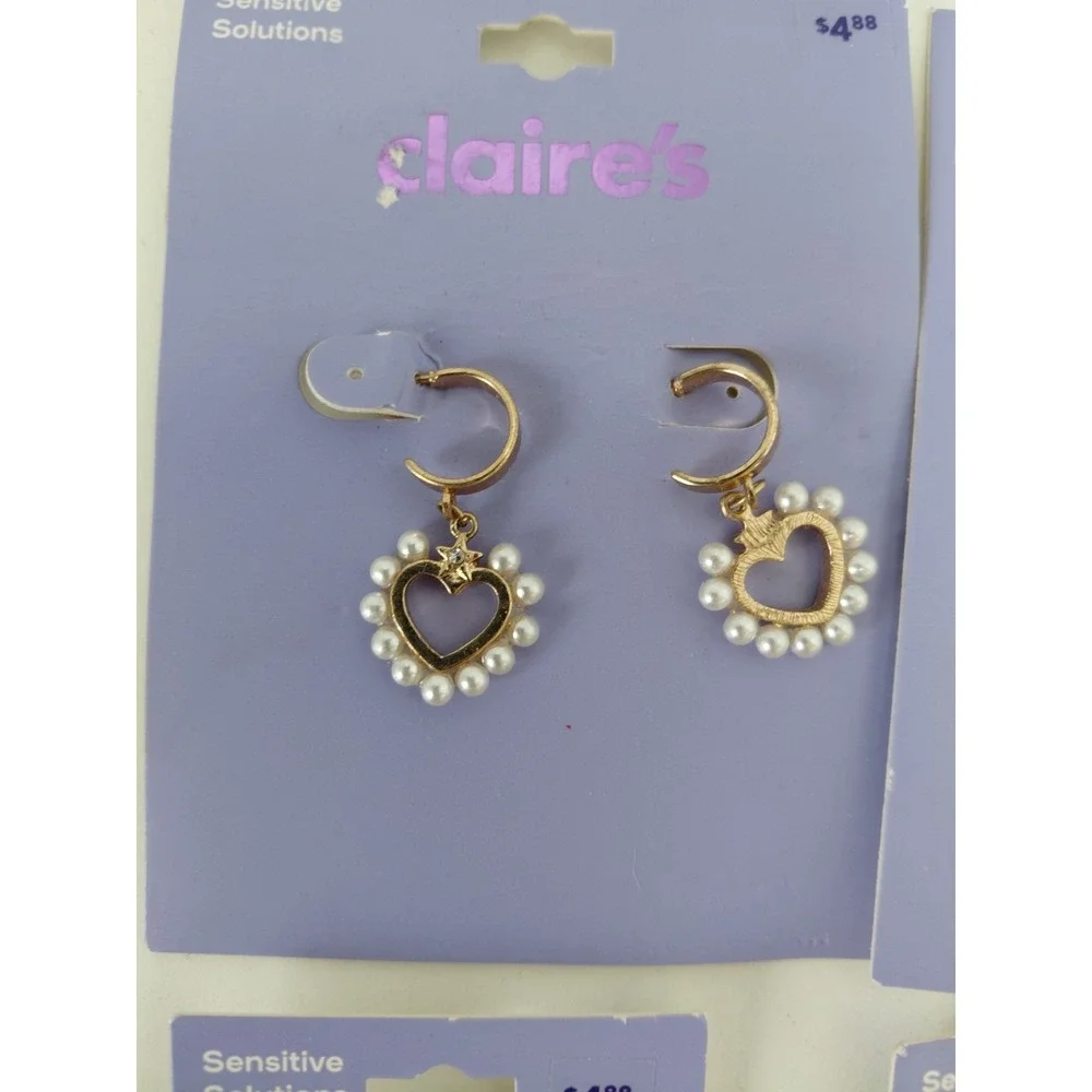HUGE Lot Claire's Earrings Silver Gold 16 Pair $53 value Sensitive Solutions NWT